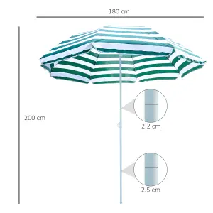 Outsunny Beach Umbrella Parasol Tilt Sun Shade 1.8M Garden