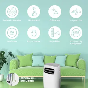 Comfee 12000 BTU Portable Air Conditioner, Dehumidifier - WiFi, App & Smart Home, 24H Timer, 4-Mode Control, Window Exhaust Kit