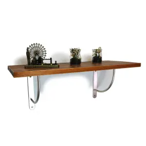 Solid Pine Rustical Shelf Dark Oak with LUK02 Bracket 25x110cm