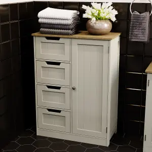 Bath Vida Priano Grey 4 Drawer 1 Door Freestanding Bathroom Cabinet Unit