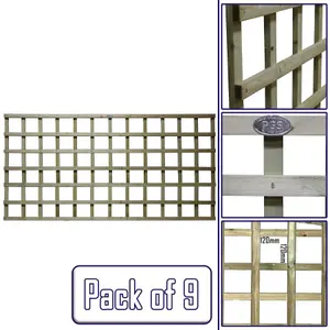 Premier Garden Supplies 9x Width: 6ft x Height: 3ft Flat Top Square Trellis Fence Topper Panel/Wall Climber Privacy Design