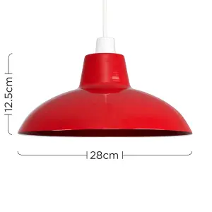 ValueLights Civic Retro Style Red Metal Easy Fit Ceiling Pendant Light Shade