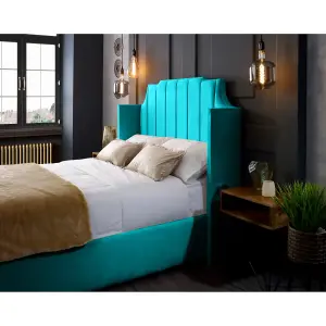 Nelly Plush Velvet Teal Bed Frame