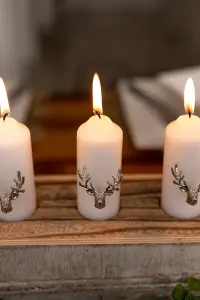 3pc Christmas Stag Candle Pins