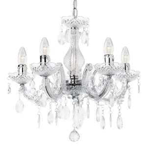 Litecraft Marie Therese Chrome 5 Light Chandelier