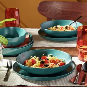 Habitat Matte Glaze 12 Piece Stoneware Dinner Set - Teal