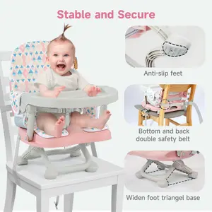 Adjustable High Chair for Babies and Toddlers, Booster Seat for Table - Pink