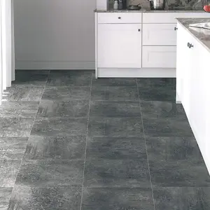 Grey B18582597 Contract Stone Effect Commercial Vinyl Flooring For Office, Shop, Waterproof Lino Flooring-1m(3'3") X 2m(6'6")-2m²