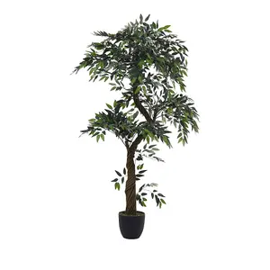 Artificial Plant Fake Eucalyptus Tree Home Decorative in Black Plastic Pot