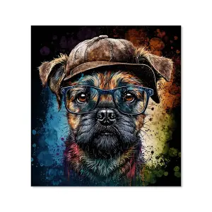 Border Terrier Dog Face Splashart Premium Glass Kitchen Splashback W900mm x H650mm