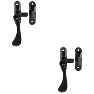 2 PACK - Spoon End Reversible Casement Window Fastener Handle 103mm Length Matt Black