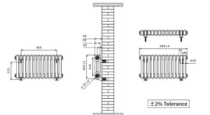 Right Radiators 300x605 mm Horizontal Traditional 2 Column Cast Iron Style Radiator Anthracite