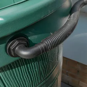 1/2" (13mm) Water butt/rain barrel/water storage tank overflow hosetail elbow with nut & washer ( requires a 21mm hole)