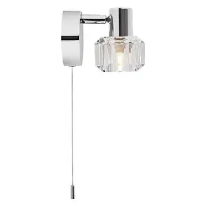 Modern Polished Chrome Wall Light with Chunky Ice Cube Shade