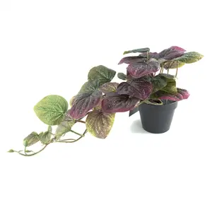 35cm Artificial Trailing Purple Potted Pothos Plant