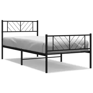 Berkfield Metal Bed Frame with Headboard and Footboard Black 90x200 cm