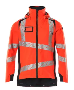 Mascot Accelerate Safe Lightweight Lined Outer Shell Jacket (Hi-Vis Red/Dark Navy)  (Small)