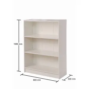 3 Tier Bookcase Wide Display Shelving Storage Unit Wood Furniture White