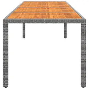 Berkfield Garden Table Grey 250x100x75 cm Poly Rattan&Solid Wood Acacia