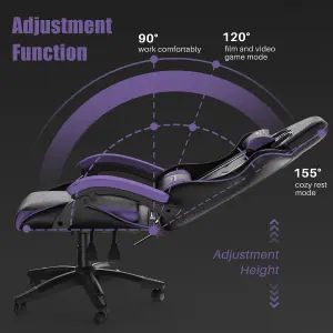 Ergonomic Gaming Chair,Soft PU Leather with Adjustable Reclining Back