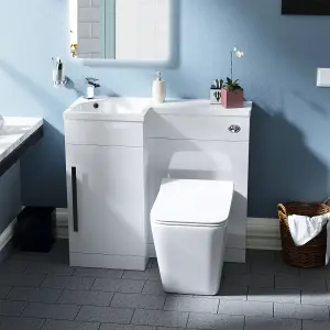 Nes Home Raven Left Hand 900mm Vanity Basin Unit, WC Unit & Elora Back to Wall Toilet White