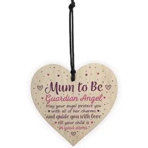 Red Ocean Mum To Be Gifts Guardian Angel Wooden Heart Baby Shower Gifts Boys Girls For Her