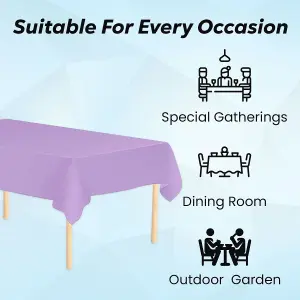 Light Purple Plastic Table Cover, Disposable Wipe Clean Waterproof Tablecloth - 54"x108"