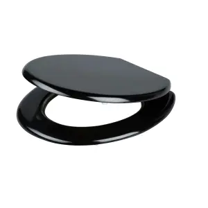 GoodHome Palmi Black Round Standard close Toilet seat