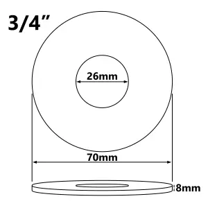 Tycner 26mm 3/4" Inch BSP Black Finished Steel Valve Tap Pipe Cover Collar 8mm High