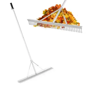 Costway Landscape Lawn Rake Yard Garden Aluminum Rake Wide Rake Head With 36 Tines