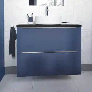 GoodHome Imandra Matt Blue Wall-mounted Bathroom Cabinet (H) 600mm (W) 800mm