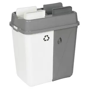 URBNLIVING 100L Duo Kitchen Bin Waste Garbage Can 2 Compartments With Bas Connectors (White/Grey)