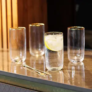 Mikasa Sorrento Ridged Crystal Set of 4 510ml Highball Glasses