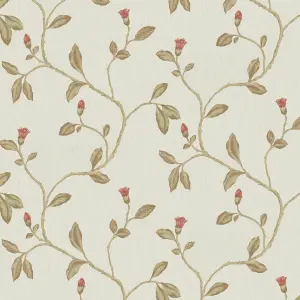 Holden Décor Opus Lia Red Metallic effect Floral trail Embossed Wallpaper