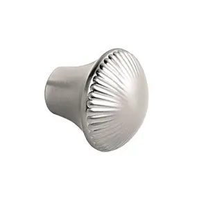 40mm Brushed Nickel Kitchen Cabinet Scalloped Detail Small Round Knob Handle