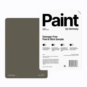 Hemway Chalk Paint Matt A5 Sample, Military Green, Peel & Stick Swatch For Interior Walls Wood