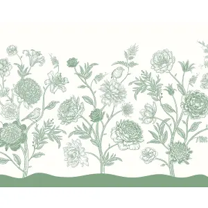 Origin Murals Jacobean Rose Trail - Forest Green Matt Smooth Paste the Wall Mural 300cm wide x 240cm high