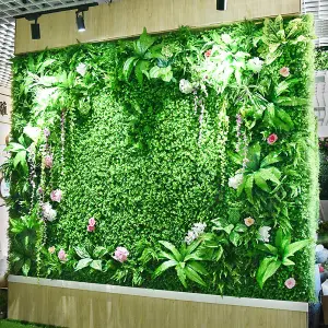 Artificial Grass Siding 6 Pcs Green Ivy Wall Panel Set for Indoor or Outdoor Use 60 x 40cm