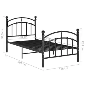 Berkfield Bed Frame Black Metal 100x200 cm