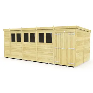 DIY Sheds 18x8 Pent Shed - Double Door With Windows