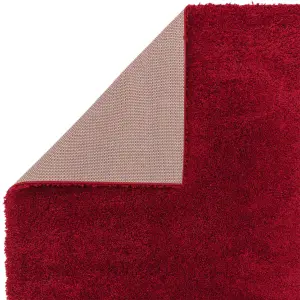 Red Modern Shaggy Easy to Clean Plain Rug for Living Room, Dining Room, Bedroom - 120cm X 170cm