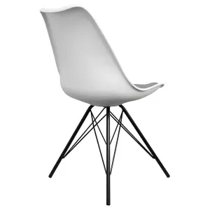 Soho White and Dark Grey Plastic Dining Chair with Black Metal Legs