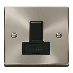 Satin / Brushed Chrome 13A Fused Connection Unit Switched - Black Trim - SE Home