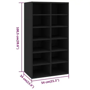 Shoe Rack Black 54x34x100.5 cm Engineered Wood