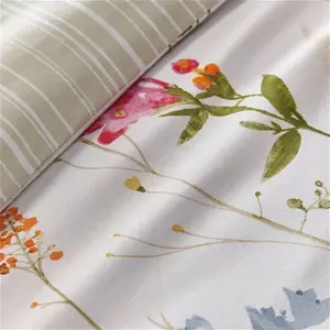 Spring Glade Polyester Floral Duvet Cover Set With Pillowcases Dreams & Drapes Colour: Red/Yellow/Green, Size: Double Duvet Cover + 2 Standard Pillowc