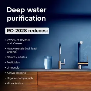 AQUAPHOR RO-202S automatic Reverse Osmosis Under Sink Drinking Water Filtration System. Removes viruses, bacteria, heavy metals