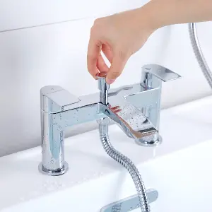 BATHWEST Waterfall Bathroom Water Filter Mixer Tub Tap Chrome with Handheld Shower Head