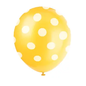 Unique Party 12 Inch Polka Dot Latex Balloons (Pack Of 6) Yellow/White (One Size)