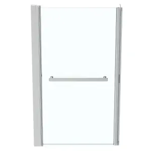 Ideal Standard Straight 1 panel Clear glass Bright Silver effect frame Bath screen, (W) 738mm (H) 1403mm