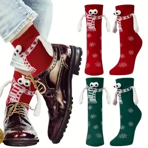 2 Pairs Funny Christmas Couple Holding Hands Socks mix